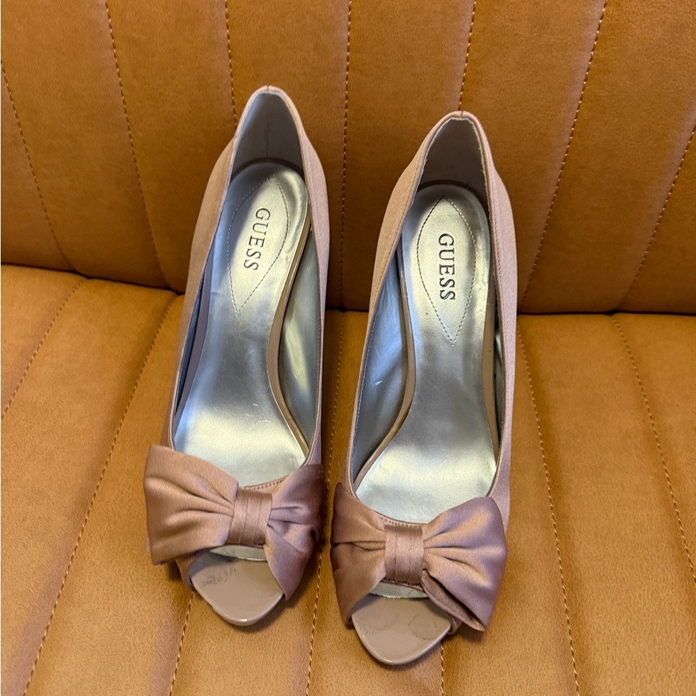 Guess Women's Blush Bow Peep-Toe Heels